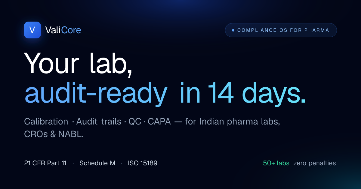 ValiCore — Digital Validation & Compliance Platform for Pharma Labs